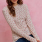 SO ME Ditsy Heart cream long-sleeve rib knit top