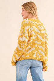 And The Why Full Size Textured Pattern Contrast Sweater | Sweaters Daverri Fashions