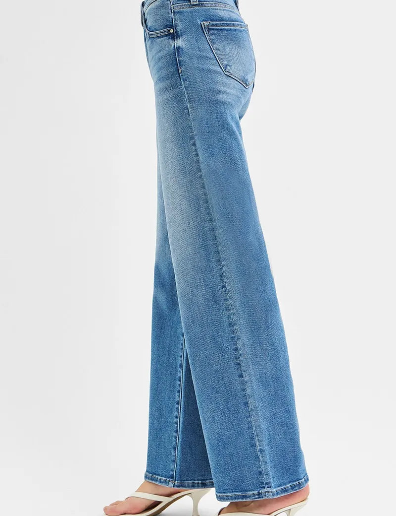 RISEN Full Size Low Rise Wide Leg Jeans | Jeans Daverri Fashions