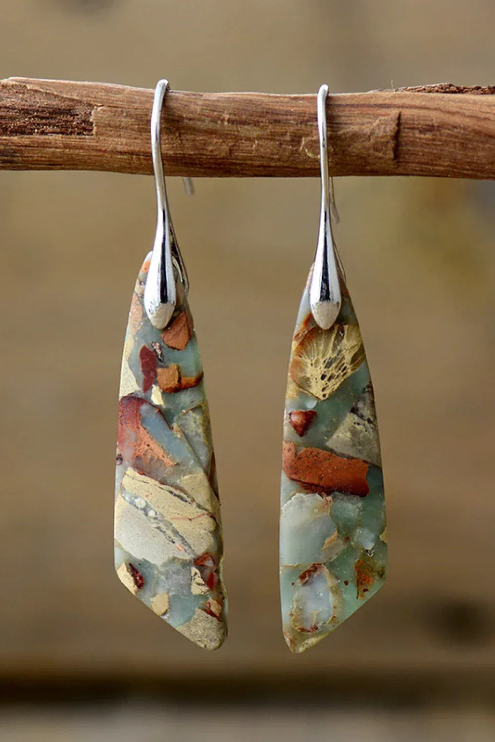 Handmade Natural Stone Dangle Earrings - DAVERRI FASHIONS
