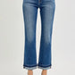 RISEN Mid Rise Ankle Straight Cuffed Jeans - DAVERRI FASHIONS