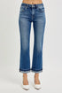 RISEN Mid Rise Ankle Straight Cuffed Jeans - DAVERRI FASHIONS