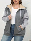 Full Size Sherpa Lined Zip-Up Hoodie - DAVERRI FASHIONS
