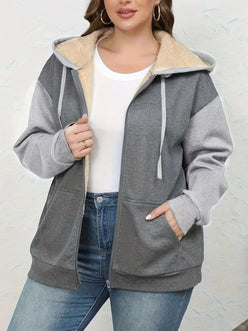 Full Size Sherpa Lined Zip-Up Hoodie - DAVERRI FASHIONS