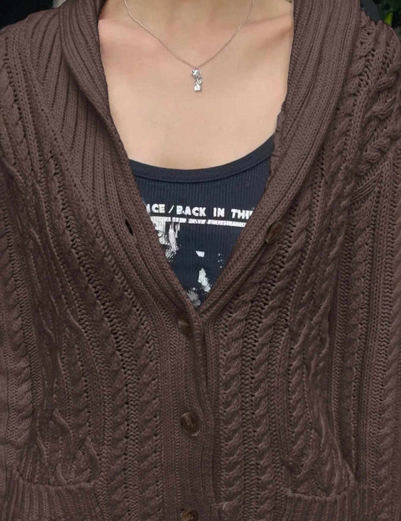 Cable Knit Button Up Cardigan | Cardigans Daverri Fashions