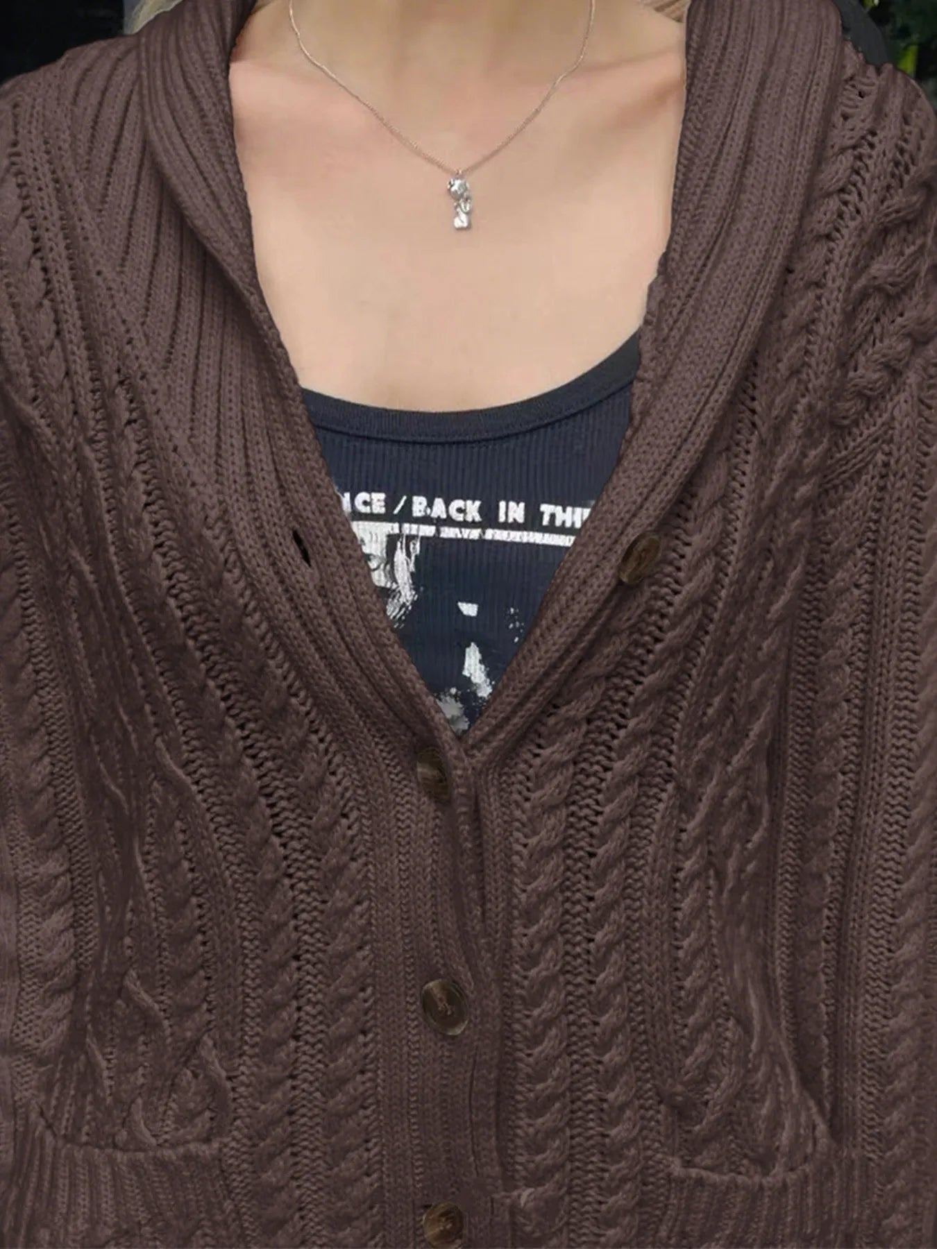 Cable Knit Button Up Cardigan | Cardigans Daverri Fashions