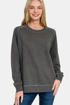 Zenana Full Size Pigment Dyed French Terry Sweatshirt - DAVERRI FASHIONS