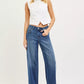 RISEN slouchy baggy blue denim wide-leg jeans with five-pocket design