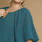 Umgee Textured Flutter Sleeve Notch Neck Top