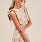 SO ME Floral Printed Woven Shoulder Bow Tie Top and Skirt Set Outfit Sets