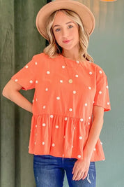 And The Why Pom Pom Polka Dots Short Sleeve Top | Tops Daverri Fashions