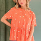 And The Why Pom Pom Polka Dots Short Sleeve Top