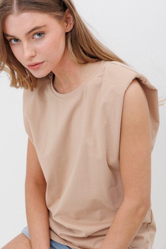 Shoulder Pad Muscle Tee Sleeveless Tops