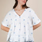 VERY J Flower Embroidered Woven Blouse