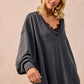 BiBi Mineral Washed French Terry Oversized Sweatshirt - DAVERRI FASHIONS