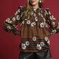 Umgee Full Size Mix Floral Smocked Ruffle Blouse Plus Size BROWN MIX Tops