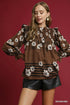 Umgee Full Size Mix Floral Smocked Ruffle Blouse Plus Size BROWN MIX Tops