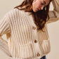 SO ME Metal Button Long Sleeve Chunky Sweater Cardigan CREAM Cardigans