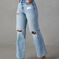 Distressed Straight Leg Jeans with Pockets - DAVERRI FASHIONS