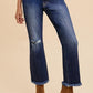 Annie Wear Distressed Raw Hem Straight Leg Cropped Jeans - DAVERRI FASHIONS