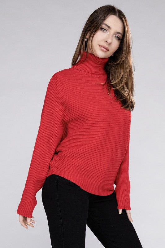 Viscose Dolman Sleeve Turtleneck Sweater Tops