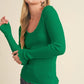 Aemi + Co Lettuce Hem Scoop Neck Long Sleeve Knit Top - DAVERRI FASHIONS