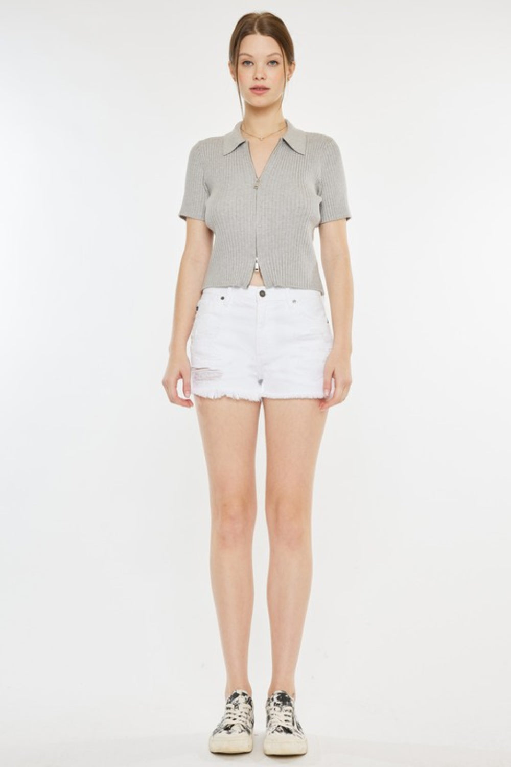 Kancan Raw Hem Distressed Denim Shorts Denim Shorts