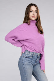 Viscose Dolman Sleeve Turtleneck Sweater Tops