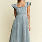Jade By Jane Ruffled Denim Midi Dress - DAVERRI FASHIONS