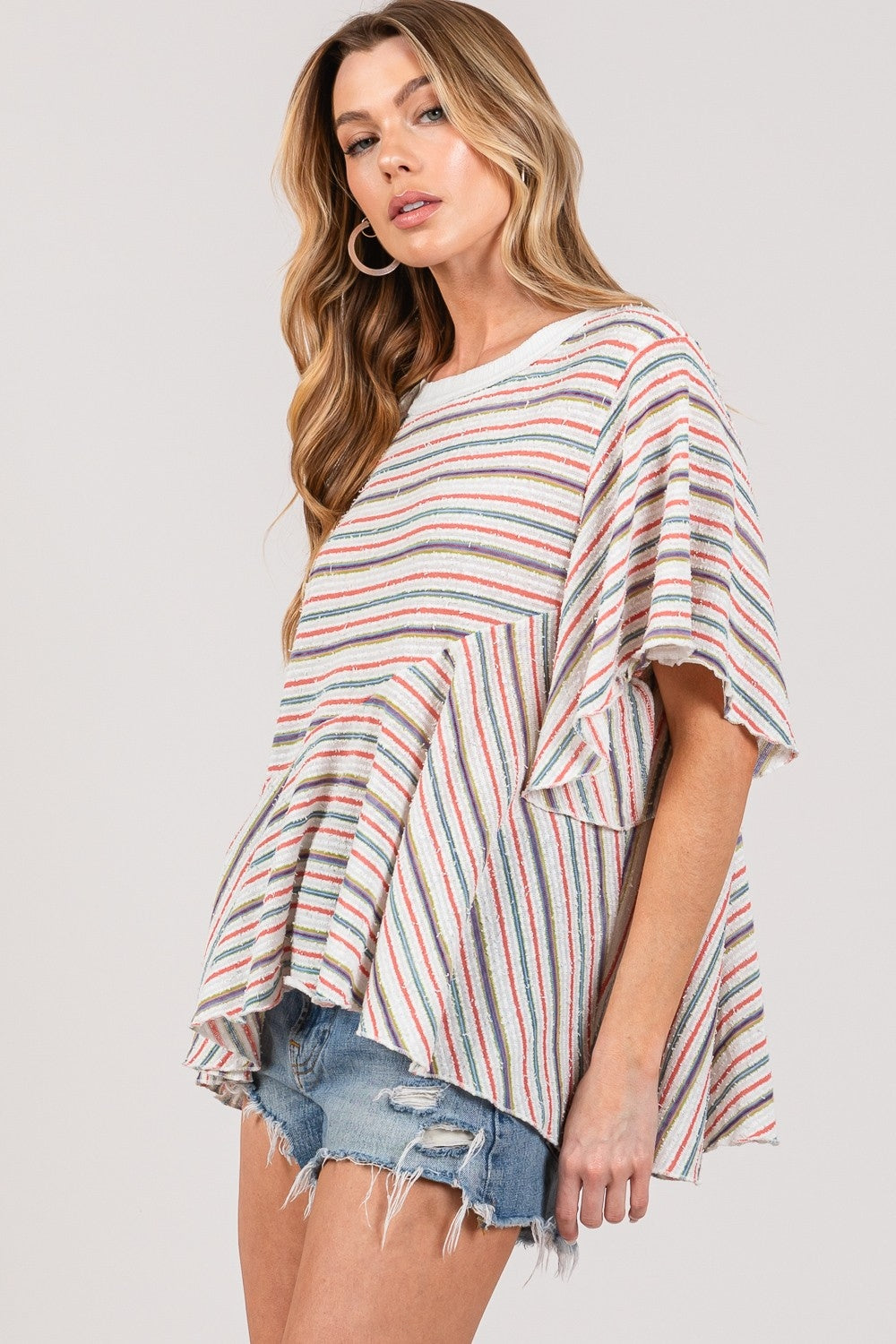 SAGE + FIG Full Size Round Neck Stripe Top Tops