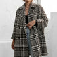 Houndstooth Collared Neck Long Sleeve Coat with Pockets - DAVERRI FASHIONS