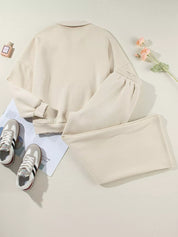Drop Shoulder Zip Up Jacket and Drawstring Pants Active 2pcs Set | Loungewear Sets Daverri Fashions