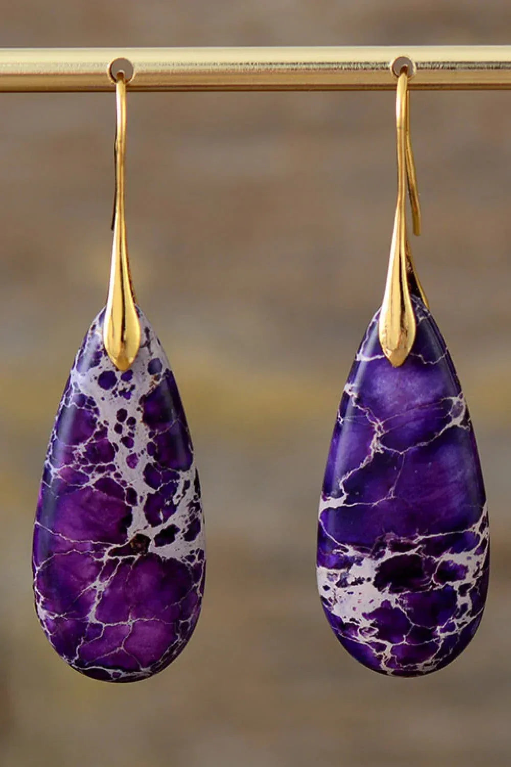 Handmade Teardrop Shape Natural Stone Dangle Earrings - DAVERRI FASHIONS