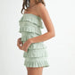 MABLE Pointelle Knit Fabric Ruffled Tube Romper Rompers