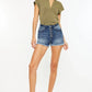 Kancan High Rise Frayed Hem Denim Shorts Denim Shorts