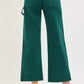 RISEN emerald green high-rise wide-leg crop pants with cargo pocket