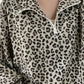 Leopard Print Quarter-Zip Sweatshirt - DAVERRI FASHIONS