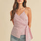 Aemi + Co Side Knotted Surplice Striped Cami Cami Tops