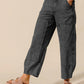 SO ME Mineral Washed Mid Rise Barrel Shape Pants CHARCOAL BLACK Pants