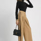 Umgee Front Pleated Wide-Leg Pants with Contrast Trim - DAVERRI FASHIONS