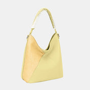 Yellow One Size David Jones Woven Handle PU Leather Handbag | Daverri Fashions