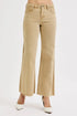 RISEN Full Size Raw Hem Wide Leg Jeans Plus Size Tan Jeans
