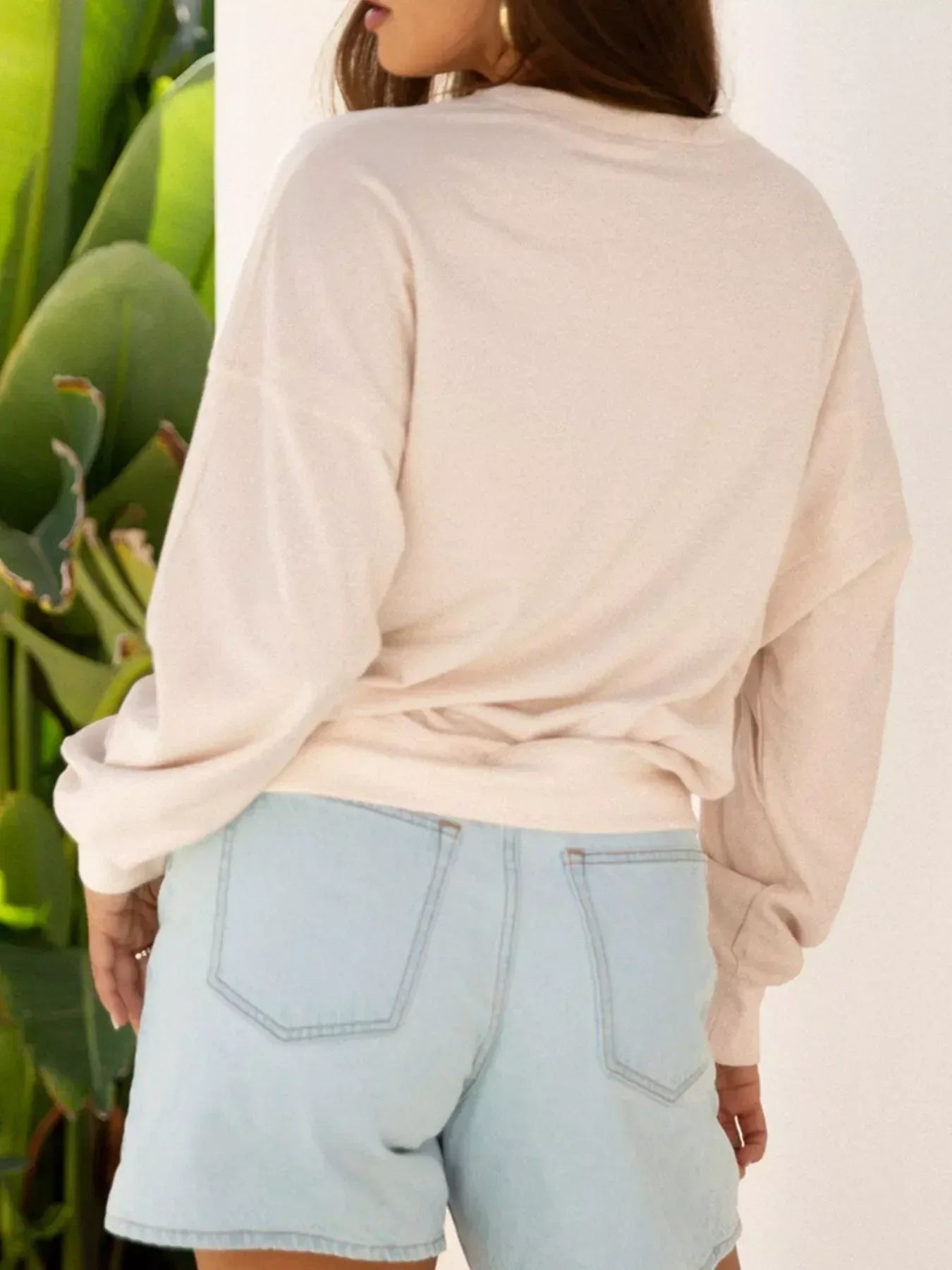 Flower Patch Drop Shoulder Sweatshirt - DAVERRI FASHIONS