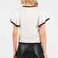 Mittoshop Contrast Trim Ruffled Cap Sleeve Knit Top - DAVERRI FASHIONS