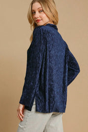 Umgee Side Slit Texture Button Up Shirt | Daverri Fashions