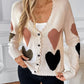 Heart Pattern Button-Up Cardigan - DAVERRI FASHIONS