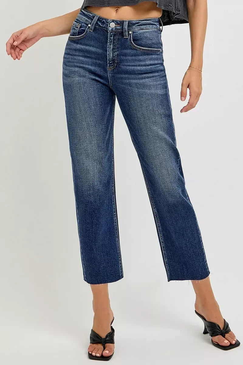RISEN High Rise Slim Barrel Jeans - DAVERRI FASHIONS
