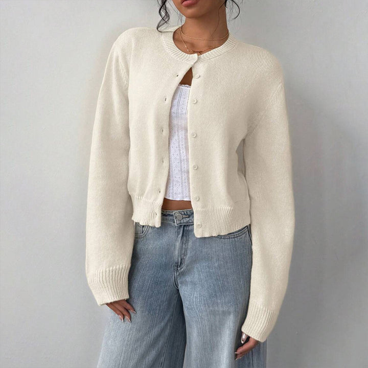 Beige Lightweight Long Sleeve Open Knit Button-Up Cardigan | Cardigans Daverri Fashions