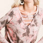 Tie Dye French Terry V-neck Top - DAVERRI FASHIONS