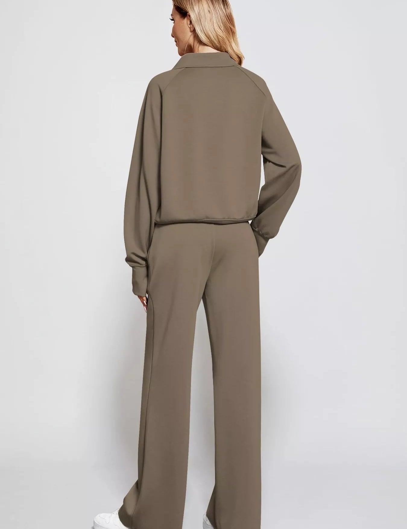Full Size Half-Zip Sweatshirt and Wide-Leg Pants Set Plus Size | Outfit Sets Daverri Fashions